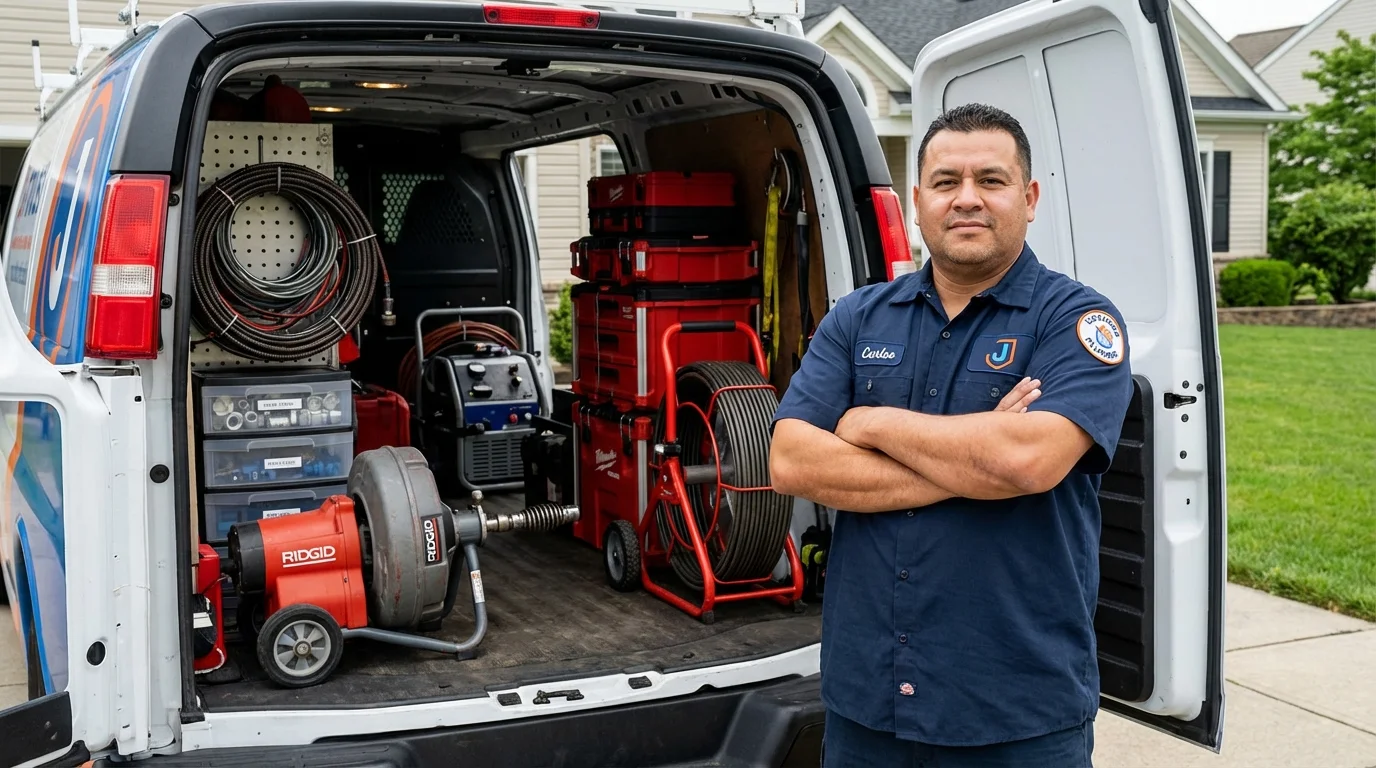Professional drain cleaning equipment and Johns Plumbing LLC plumber in Nantucket